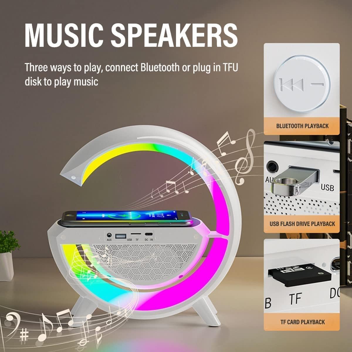 Digital Led  Wireless Charger Speaker